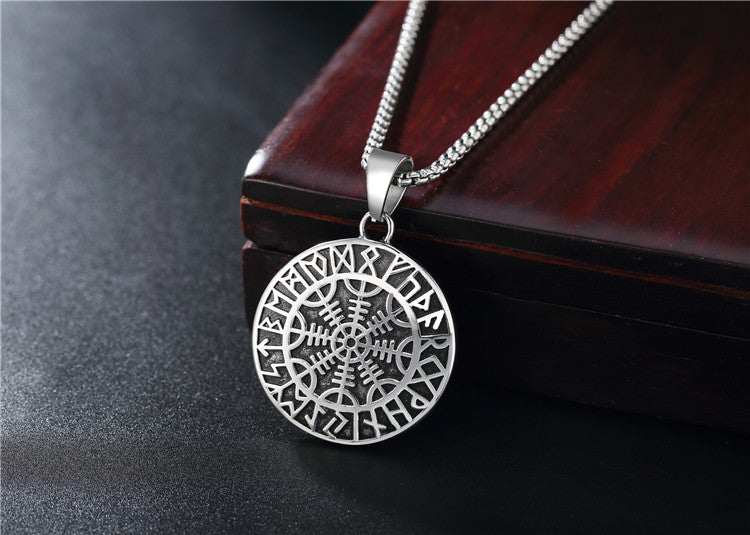 Planderful Personalized Viking Pendant For Men Unisex Stainless Steel Necklace Retro Nordic Design