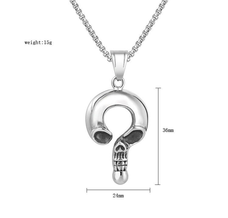 Question Mark Skull Titanium Steel Pendant Necklace