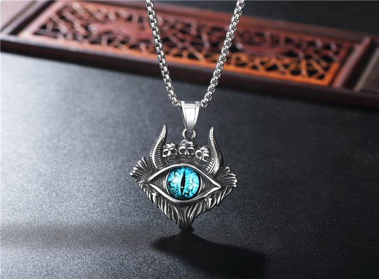 Punk Devil's Eye Titanium Steel Pendant Necklace