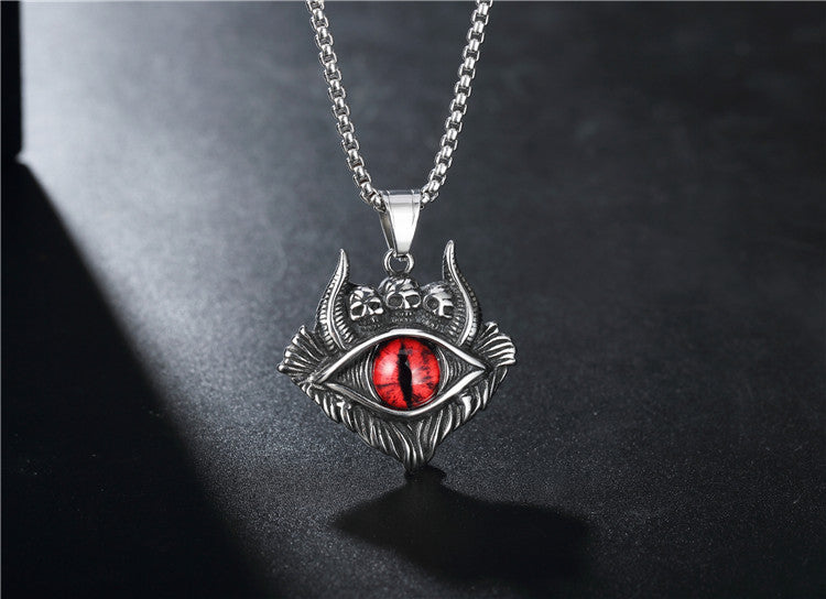 Punk Devil's Eye Titanium Steel Pendant Necklace