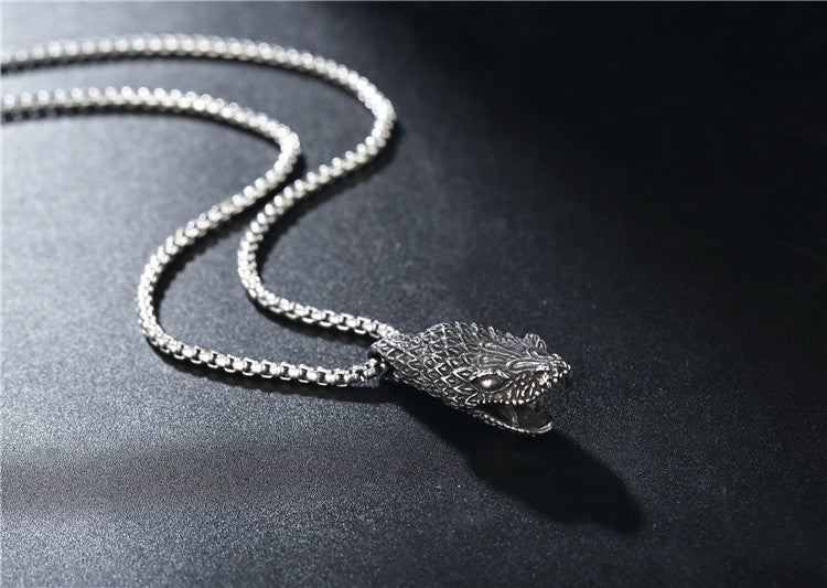 Planderful Snakehead Pendant Necklace Unisex Stainless Steel For Men And Women Protection Statement