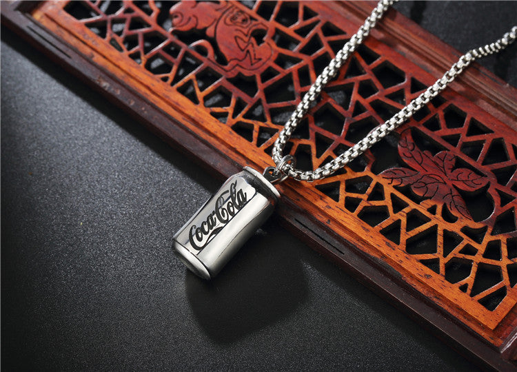 Planderful Everyday Genie Titanium Steel Coca Cola Can Pendant For Men And Women Unisex Jewelry Gift