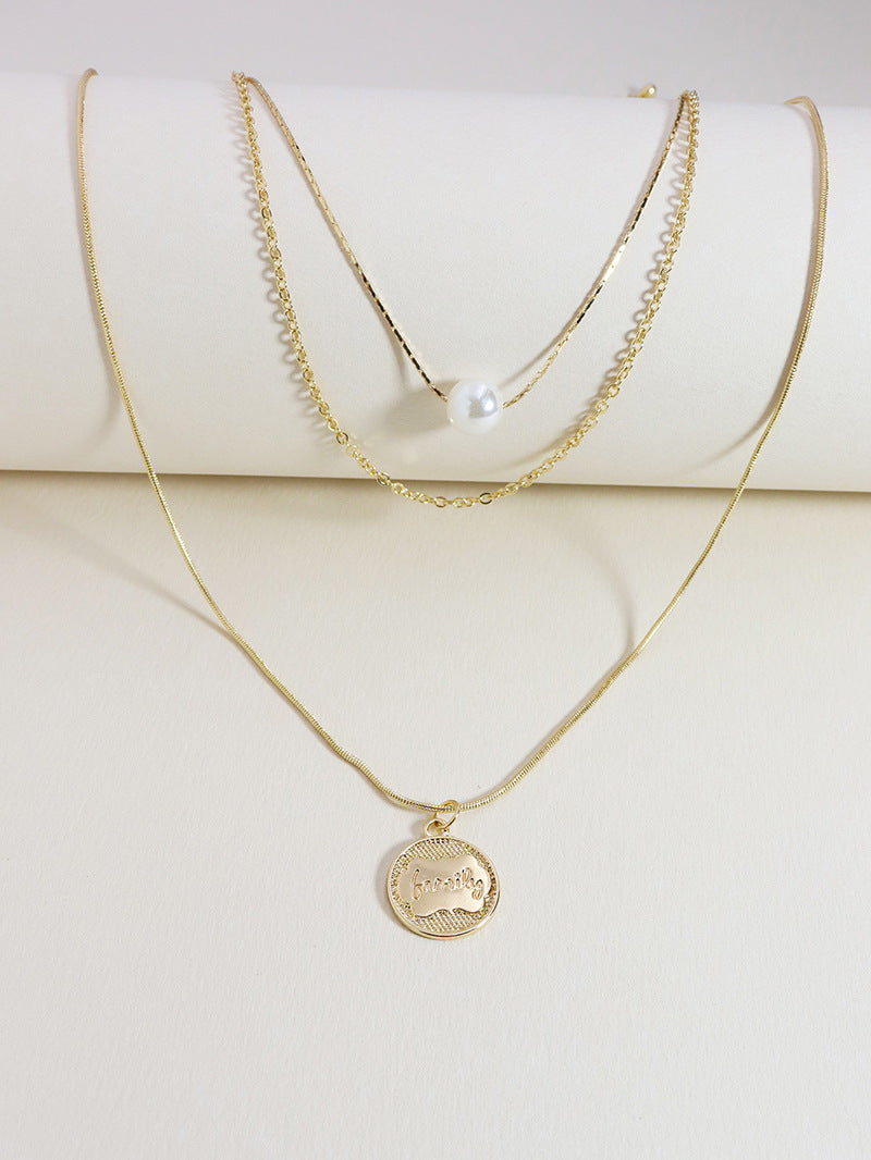 Three-Layer Gold Pendant Necklace - Stylish Clavicle Chain with Cross-Border European Design