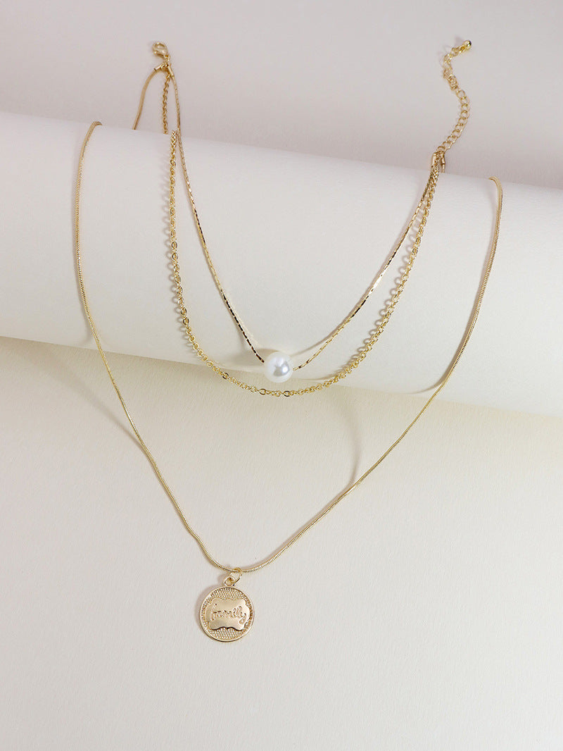 Three-Layer Gold Pendant Necklace - Stylish Clavicle Chain with Cross-Border European Design