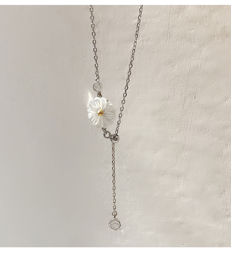 Planderful 925 Sterling Silver Daisy Necklace For Women Elegant Minimalist Everyday Accessory