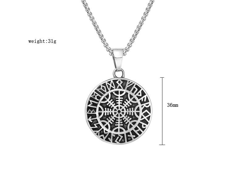 Planderful Personalized Viking Pendant For Men Unisex Stainless Steel Necklace Retro Nordic Design
