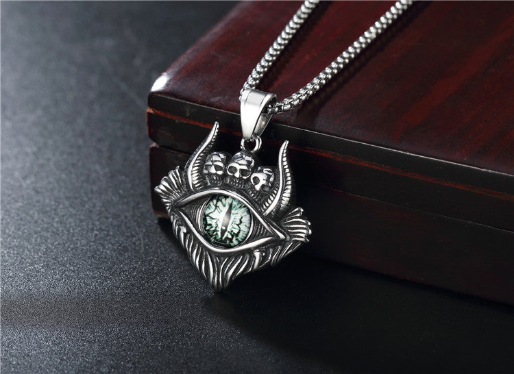 Punk Devil's Eye Titanium Steel Pendant Necklace