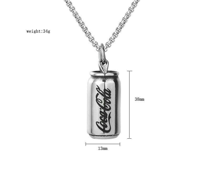 Planderful Everyday Genie Titanium Steel Coca Cola Can Pendant For Men And Women Unisex Jewelry Gift