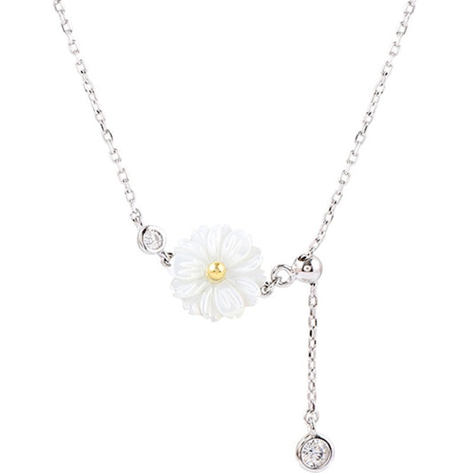 Planderful 925 Sterling Silver Daisy Necklace For Women Elegant Minimalist Everyday Accessory