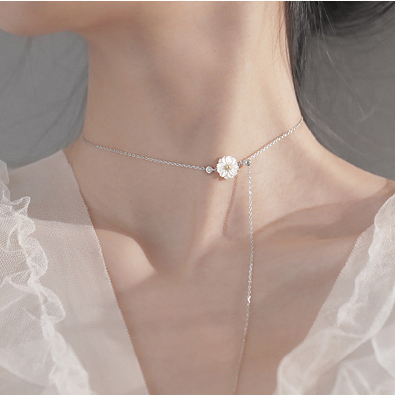 Planderful 925 Sterling Silver Daisy Necklace For Women Elegant Minimalist Everyday Accessory