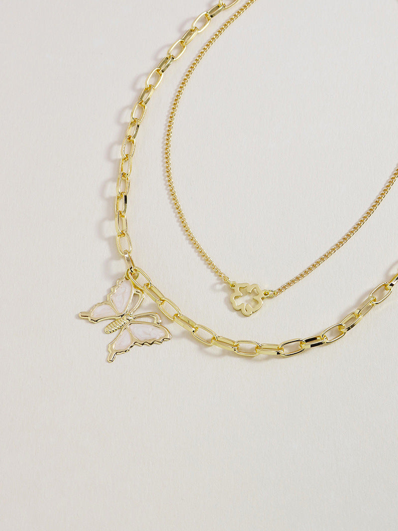 Butterfly Harmony Double-Layer Necklace - Vienna Verve Collection