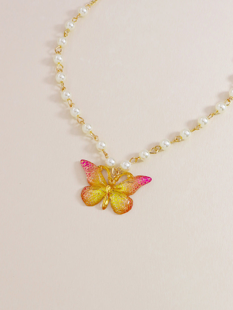 Enchanting Pearl Butterfly Necklace for Kids and Teens