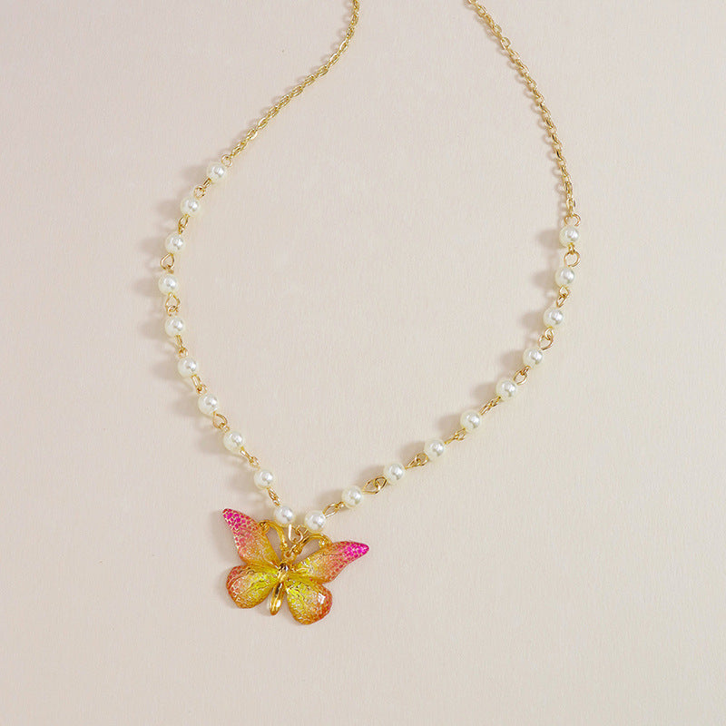 Enchanting Pearl Butterfly Necklace for Kids and Teens