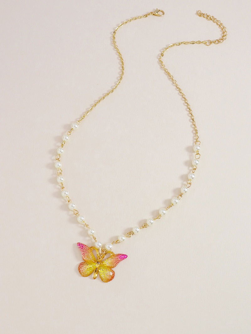 Enchanting Pearl Butterfly Necklace for Kids and Teens