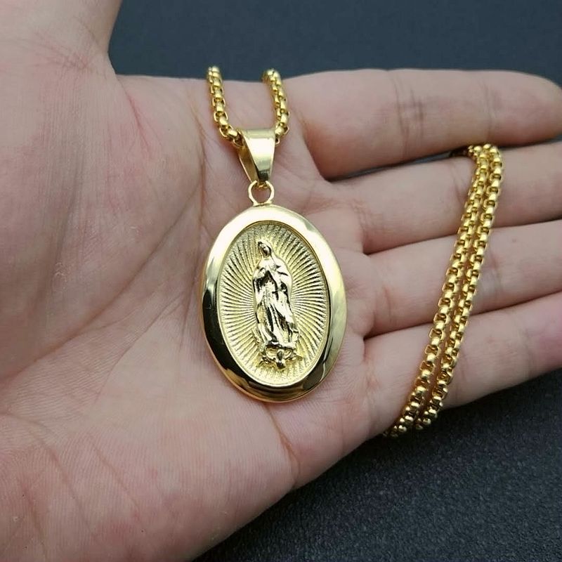 Planderful Everyday Genie Hip Hop Titanium Steel Necklace With Gold Plated Zircon Pendant For Men And Women