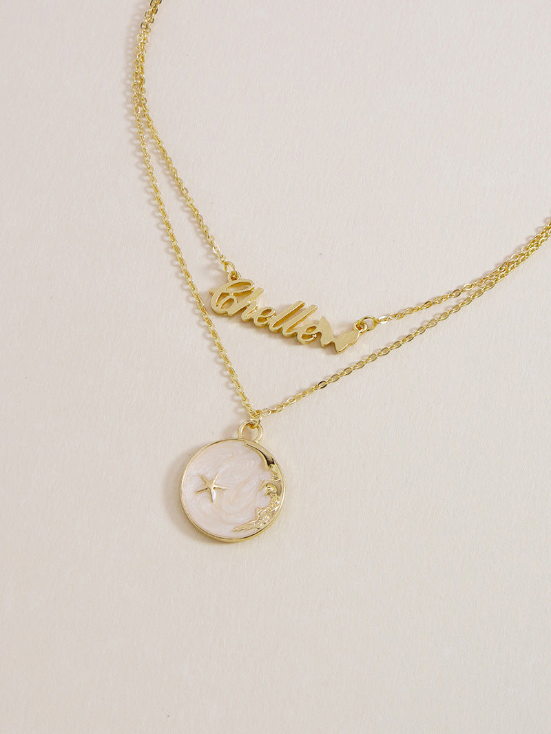 Chic Double-Letter Planet Necklace with European Flair
