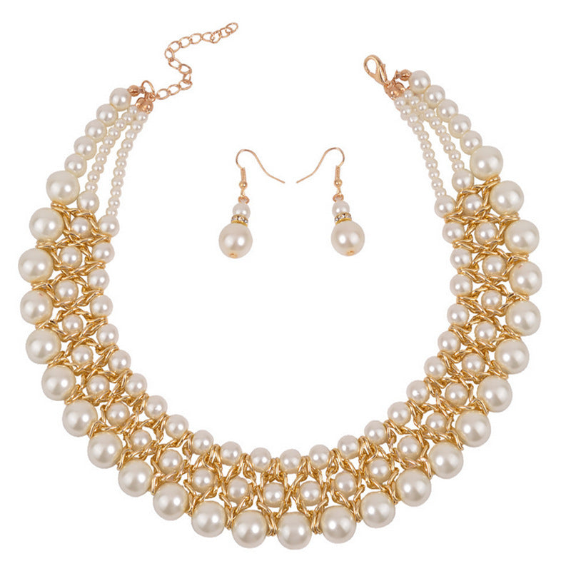 Multilayer Imitation Pearl Necklace Set - Savanna Rhythms Collection