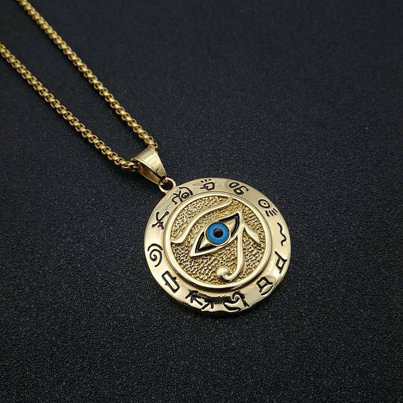 Planderful Eye Of Horus Necklace Titanium Steel Pendant For Egypt Lovers Durable Eagle Eye Necklace