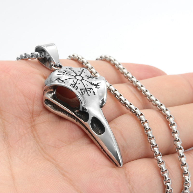Titanium Steel Viking Eagle Beak Pendant Necklace - Punk Hip Hop Style for Men