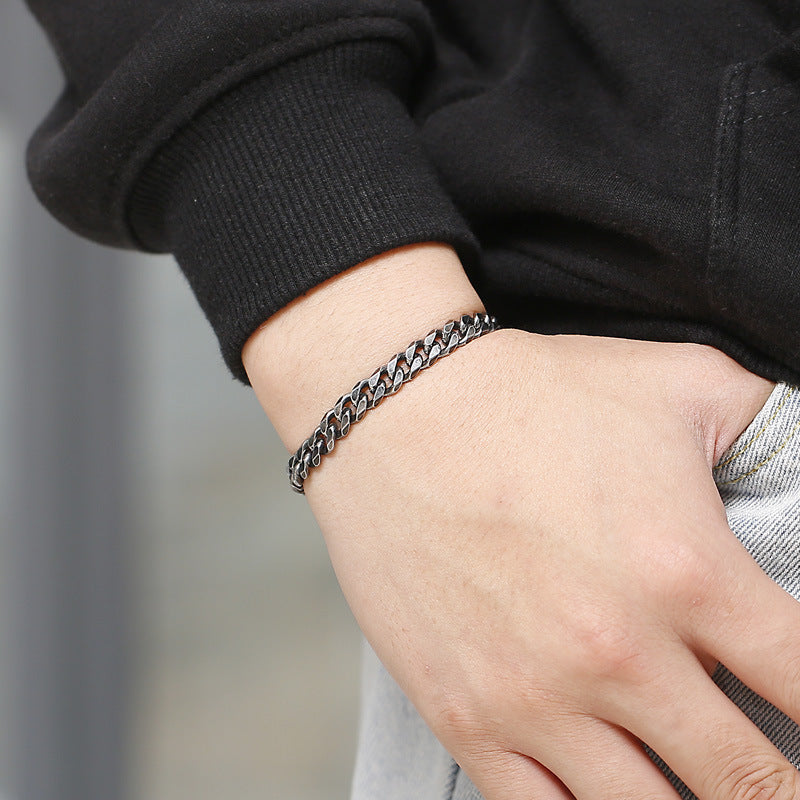 Men's Retro Flat Edging Stainless Steel Bracelet - Fashionable Accessories for Every Occasion