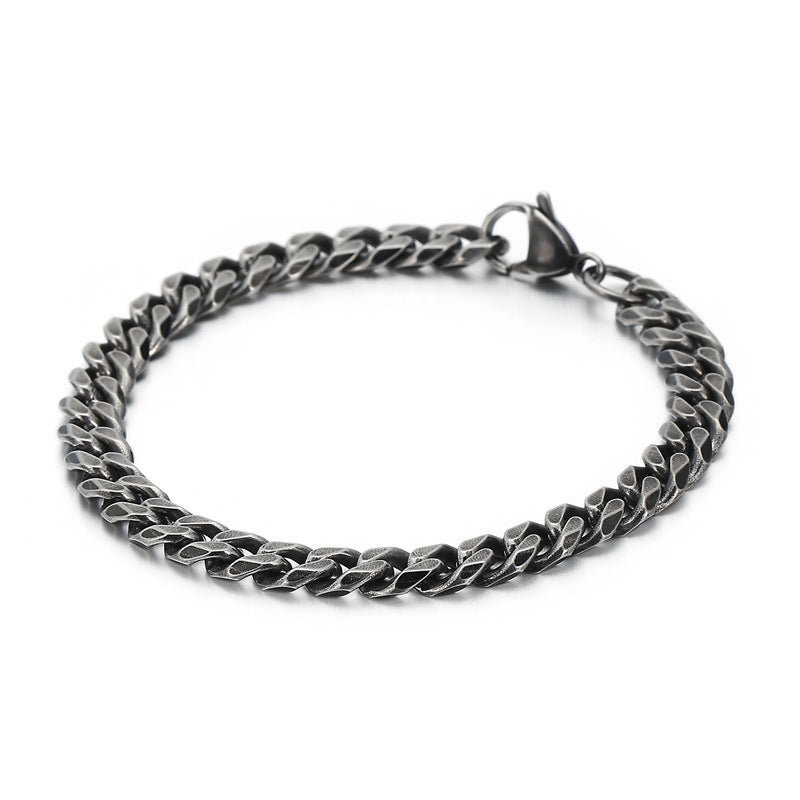 Men's Retro Flat Edging Stainless Steel Bracelet - Fashionable Accessories for Every Occasion
