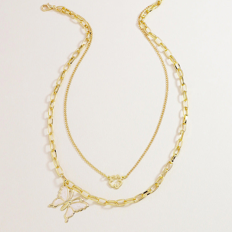 Butterfly Harmony Double-Layer Necklace - Vienna Verve Collection