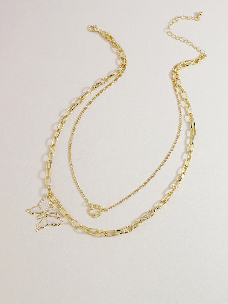 Butterfly Harmony Double-Layer Necklace - Vienna Verve Collection