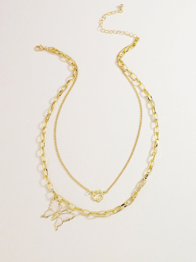 Butterfly Harmony Double-Layer Necklace - Vienna Verve Collection
