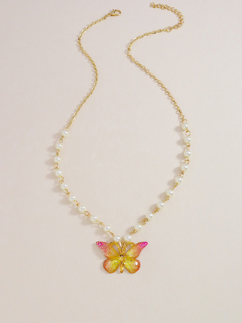 Enchanting Pearl Butterfly Necklace for Kids and Teens