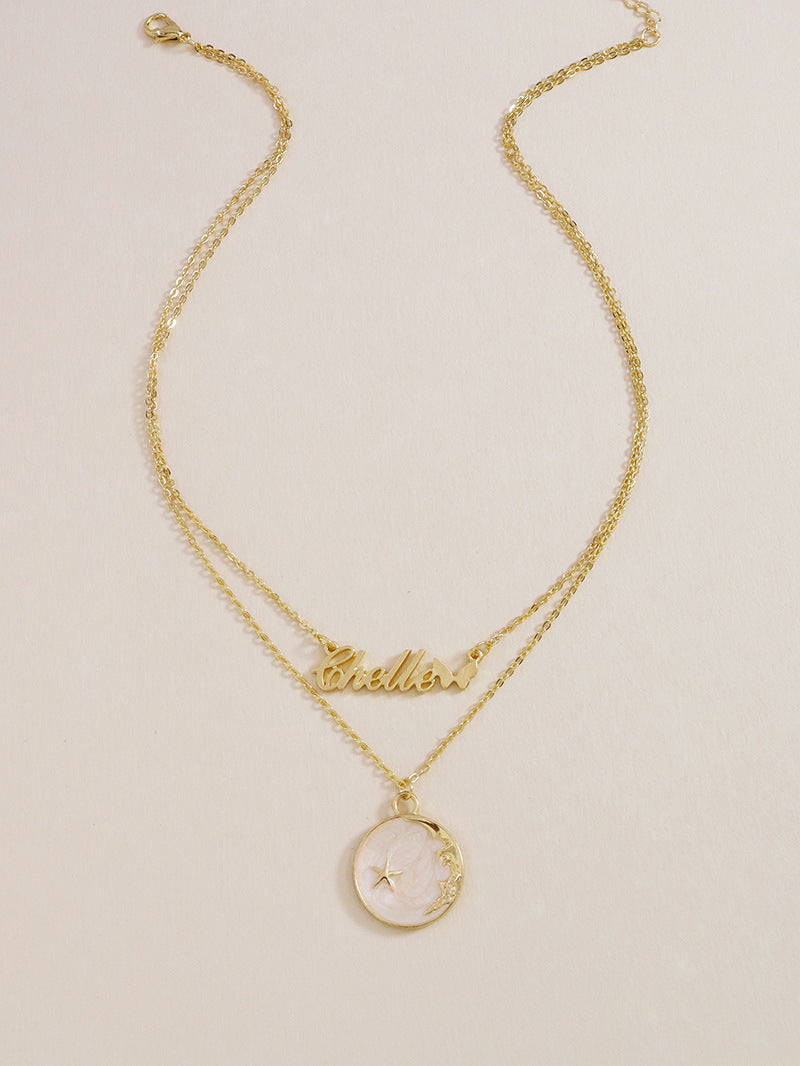 Chic Double-Letter Planet Necklace with European Flair