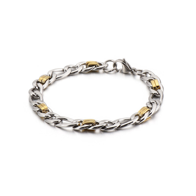 Trendy Titanium Steel Men's Bracelet - Creative Stainless Steel Flat Chain Design