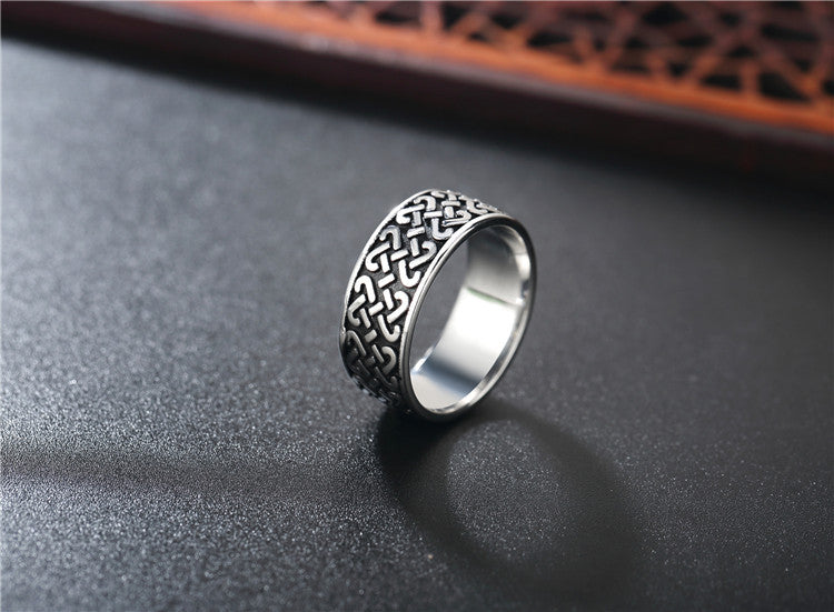 Personalized Titanium Steel Ring Retro Pattern For Men And Unisex Wear By Planderful Durable Statement Accessory