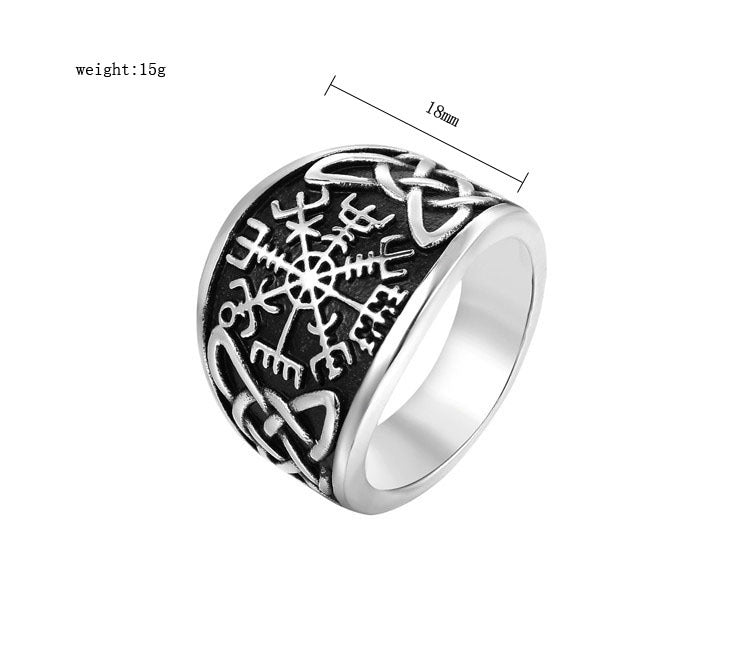 Planderful Titanium Steel Viking Ring For Men Unisex Nordic Heavy Metal Style Protection Statement