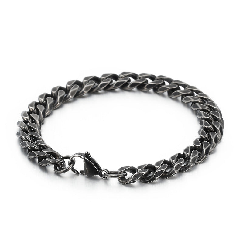 Men's Retro Flat Edging Stainless Steel Bracelet - Fashionable Accessories for Every Occasion