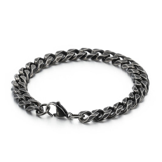Men's Retro Flat Edging Stainless Steel Bracelet - Fashionable Accessories for Every Occasion
