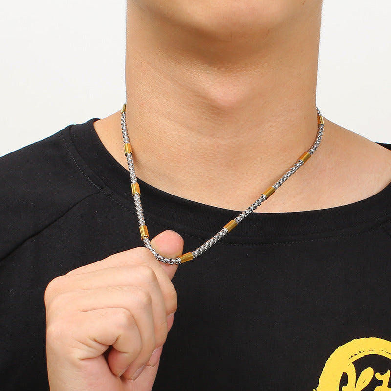 Stainless Steel Square Pearl Hipster Necklace, Simple And Versatile Collarbone Titanium Steel Necklace