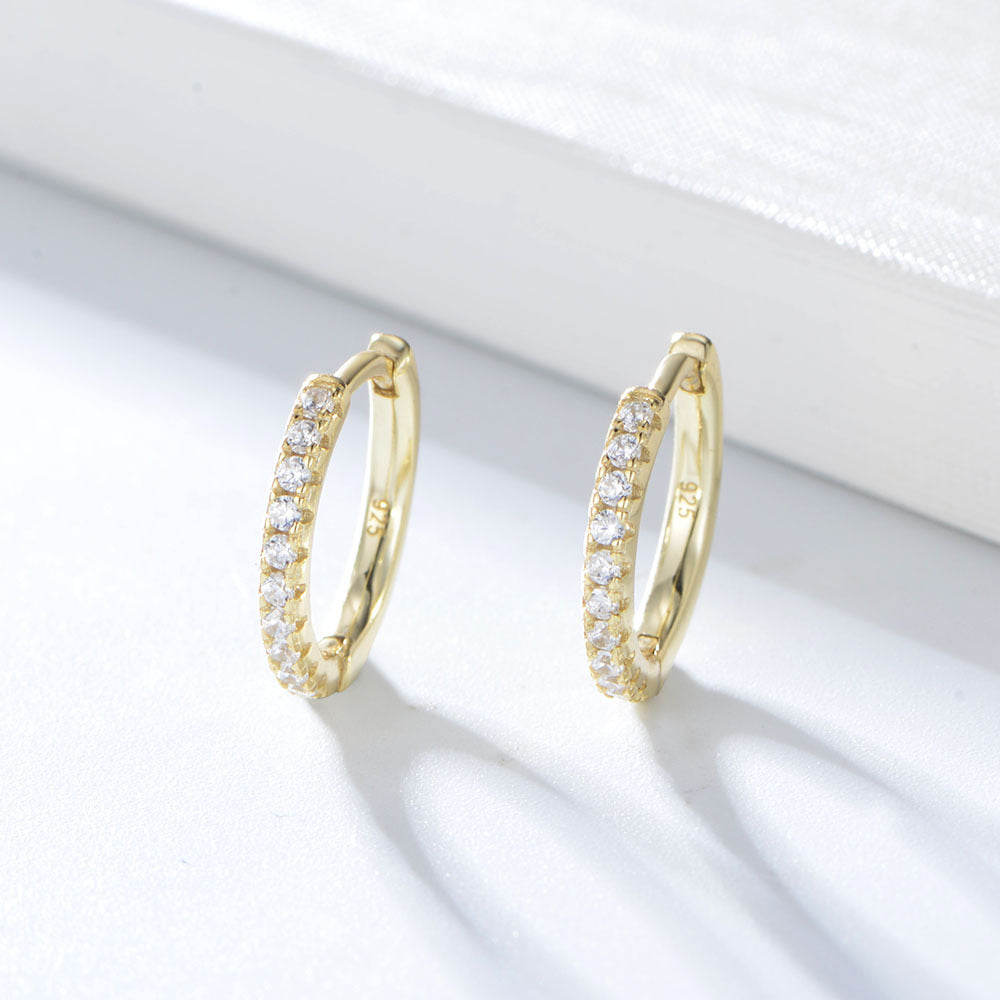 S925 Sterling Silver Micro-Inlaid Zircon Round Ear Buckle Amazon Hot Sale Hipster Earrings