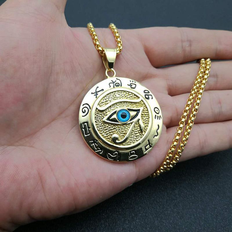 Planderful Eye Of Horus Necklace Titanium Steel Pendant For Egypt Lovers Durable Eagle Eye Necklace