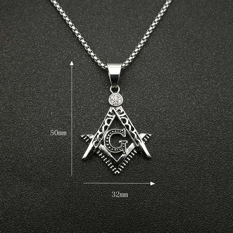 Planderful Everyday Genie Freemason Pendant Necklace Titanium Steel Gold Plated Zircon For Hip Hop Jewelry Enthusiasts