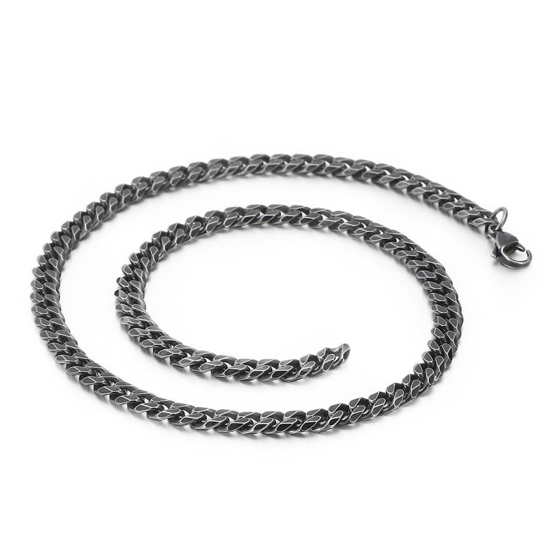 304 Stainless Steel Retro Charm Men's Edging Chain Necklace