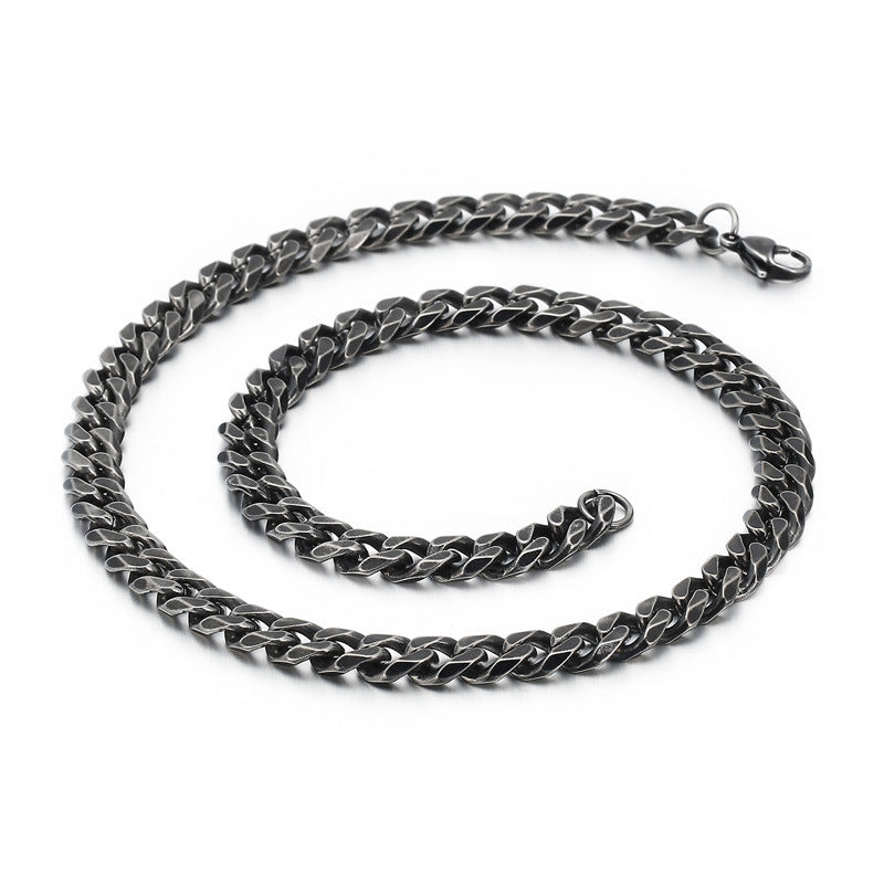 304 Stainless Steel Retro Charm Men's Edging Chain Necklace