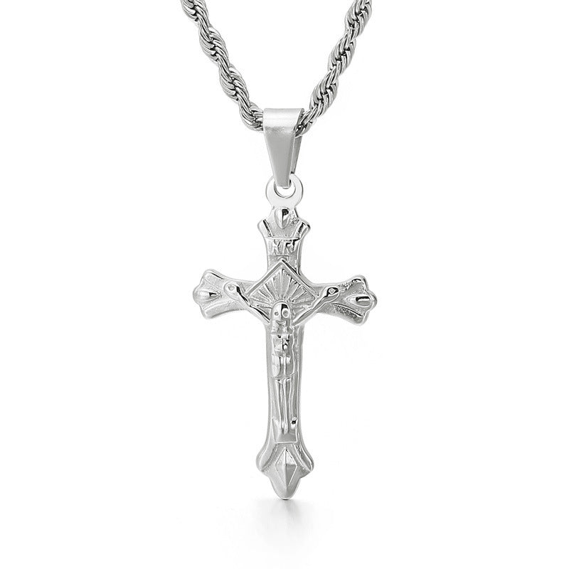 Stylish Men's Stainless Steel Cross Pendant by Planderful Collection, Everyday Genie Edition