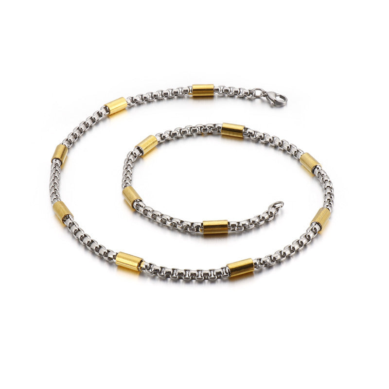 Stainless Steel Square Pearl Hipster Necklace, Simple And Versatile Collarbone Titanium Steel Necklace