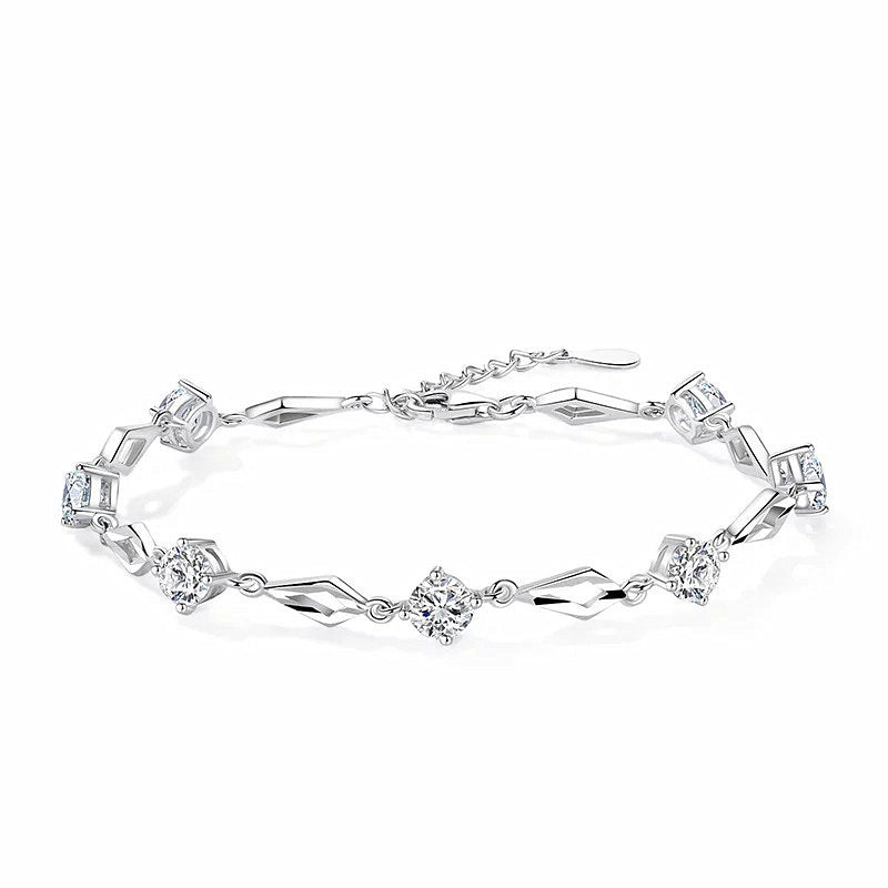 Moonlit Forest Sterling Silver Bracelet with Tassel and Zircon Gems