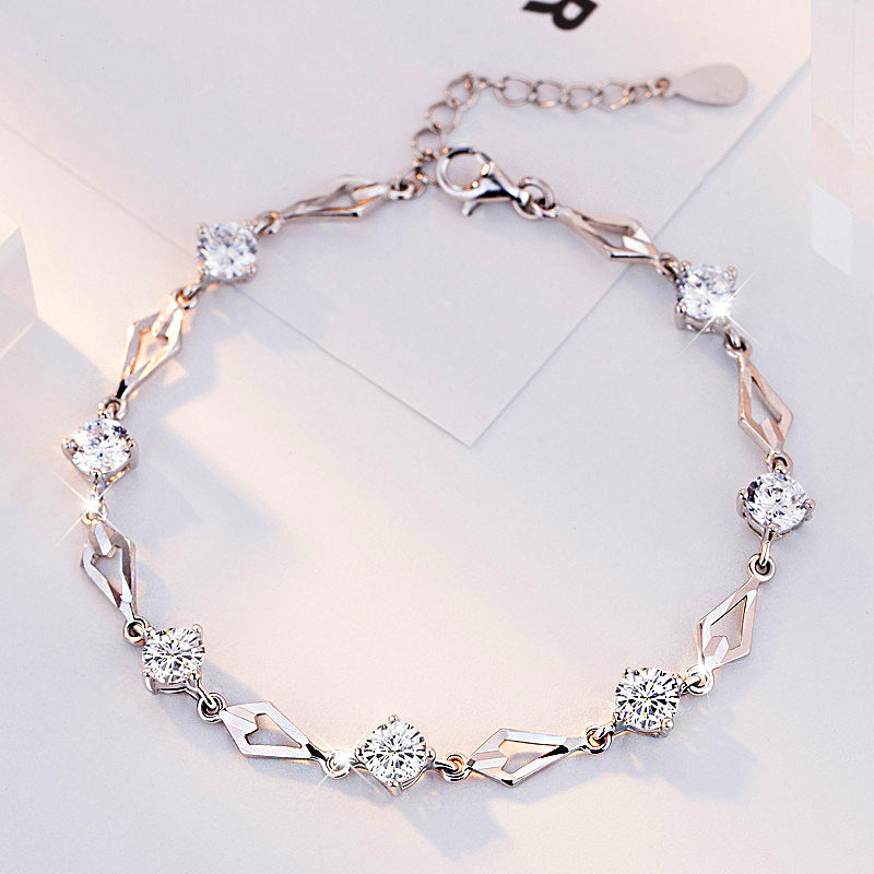 Moonlit Forest Sterling Silver Bracelet with Tassel and Zircon Gems