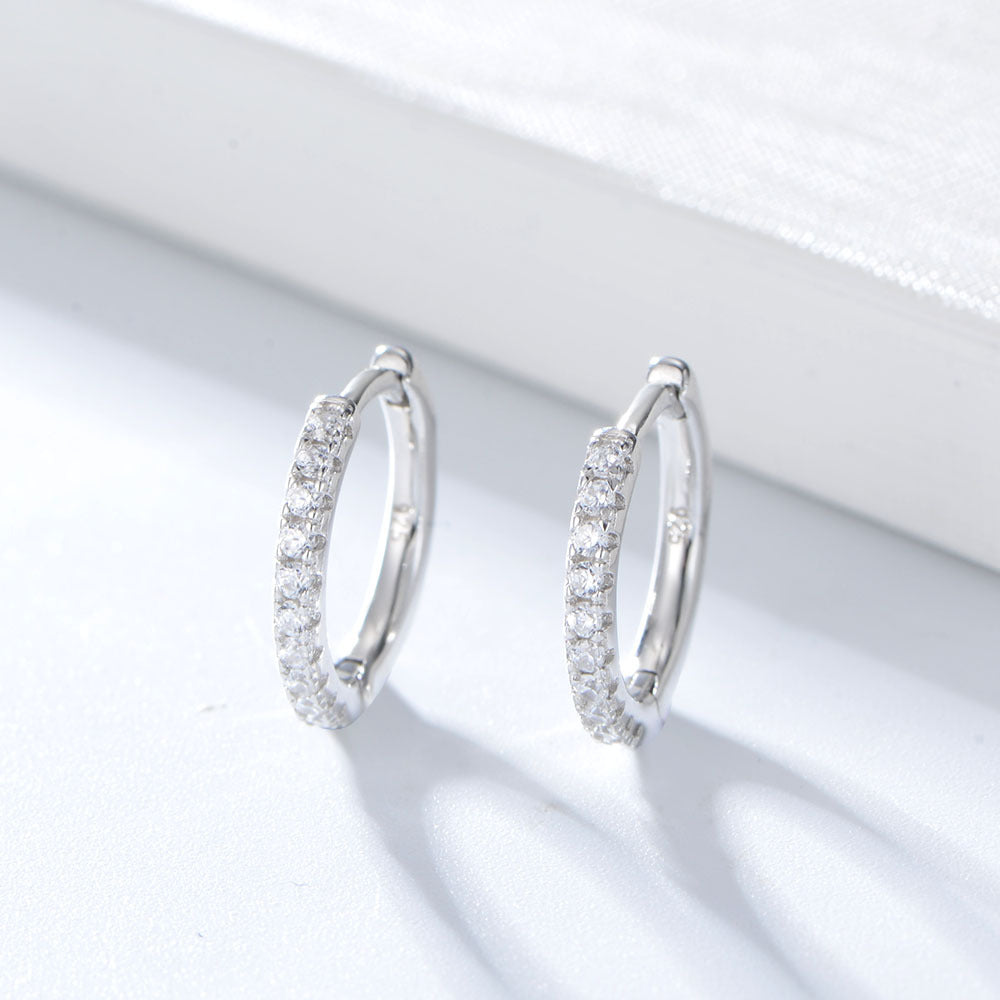 S925 Sterling Silver Micro-Inlaid Zircon Round Ear Buckle Amazon Hot Sale Hipster Earrings