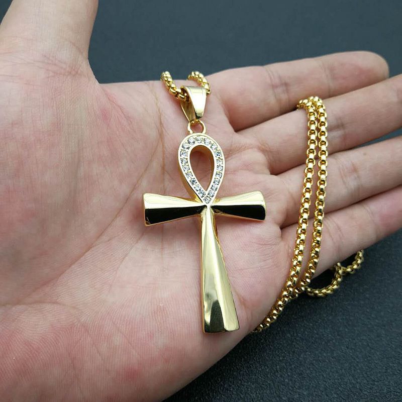 Planderful Egyptian Ankh Key Pendant Necklace Unisex Hip Hop