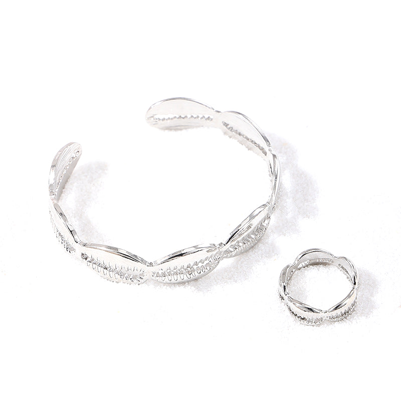 Personalized Marine Elements Bracelet and Ring Set for Women