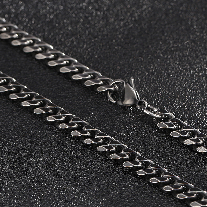 304 Stainless Steel Retro Charm Men's Edging Chain Necklace