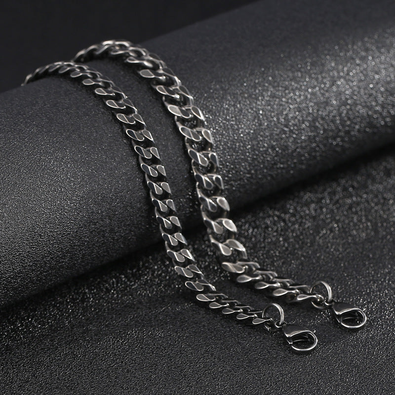 304 Stainless Steel Retro Charm Men's Edging Chain Necklace
